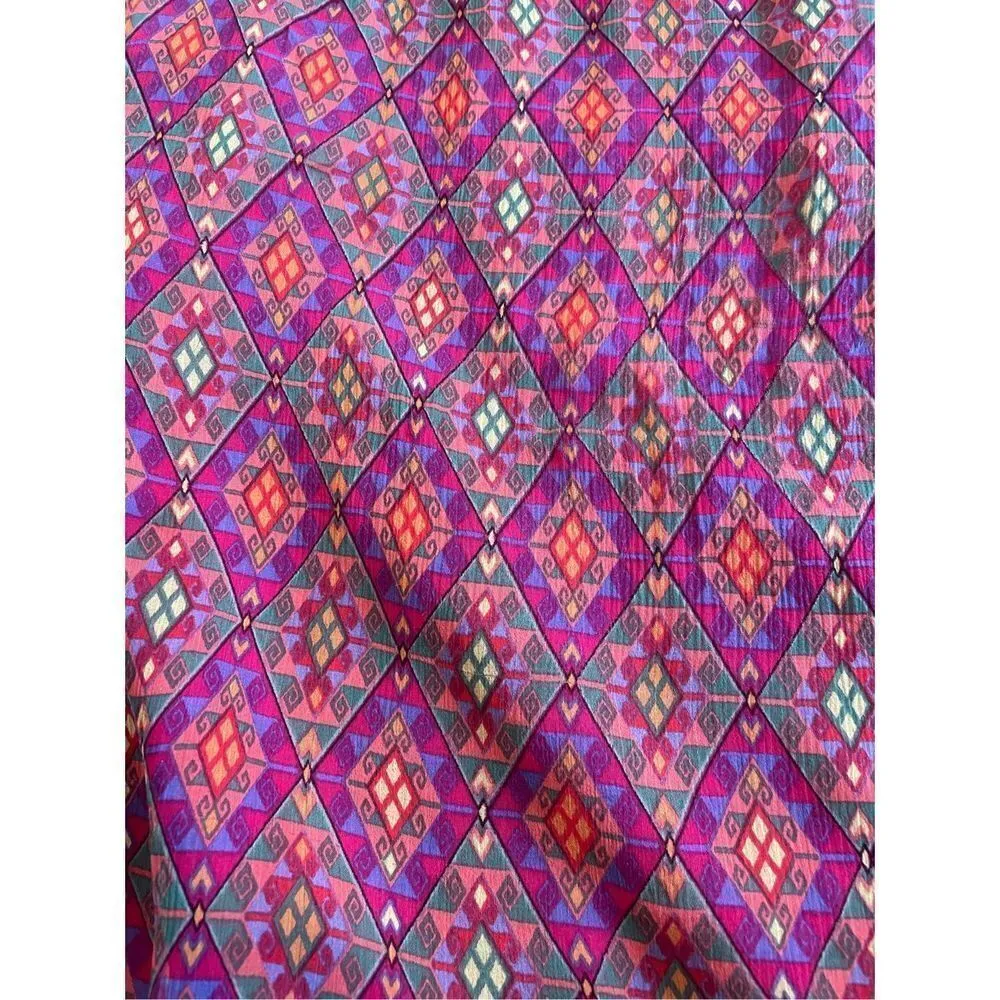 Scoop NYC Beach one size 100% silk geometric diamond pattern multicolor … Pink - Image 9