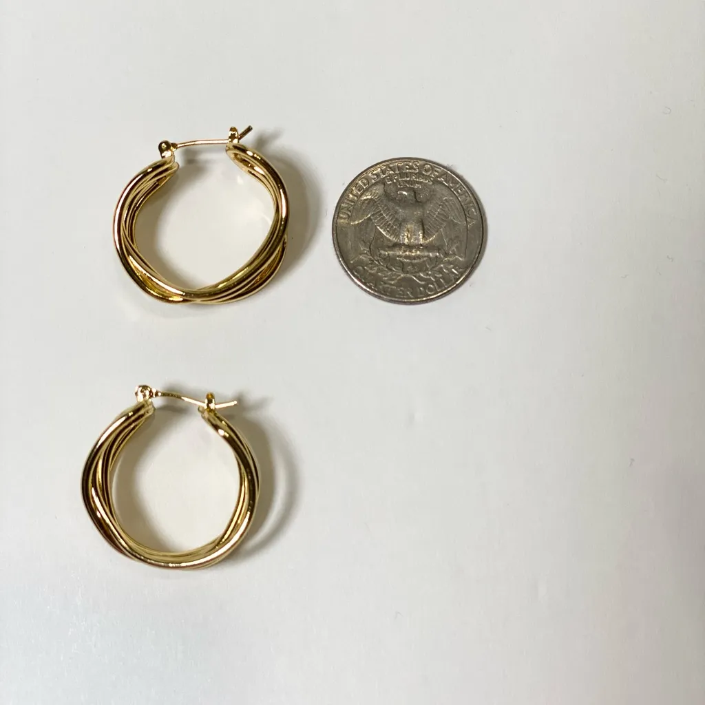 18K Gold Plated Brass Hoop Earrings - Image 4