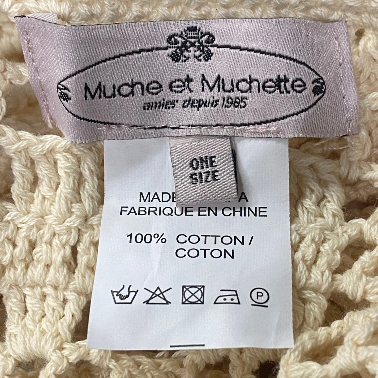 Muche et Muchette Crochet Knit Tassel One Size Beachy Cover Up Coastal Country Tan - Image 2