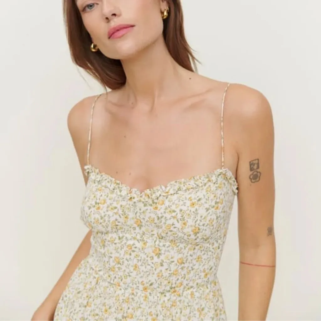 Reformation | Marin Floral Mini‎ Summer Sundress in Lima Yellow - Image 2