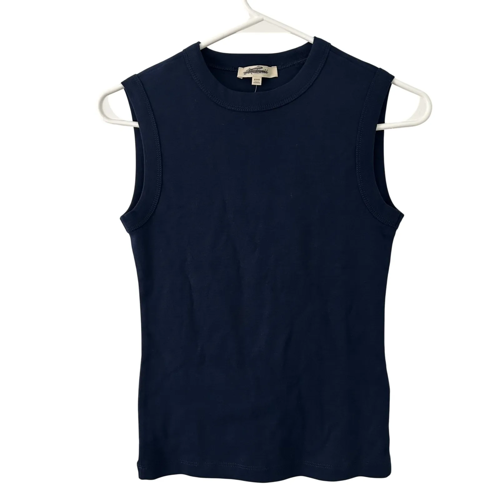 Madewell Women's The 90s Crew Neck Cotton Tank Top Navy XXS New - Image 2