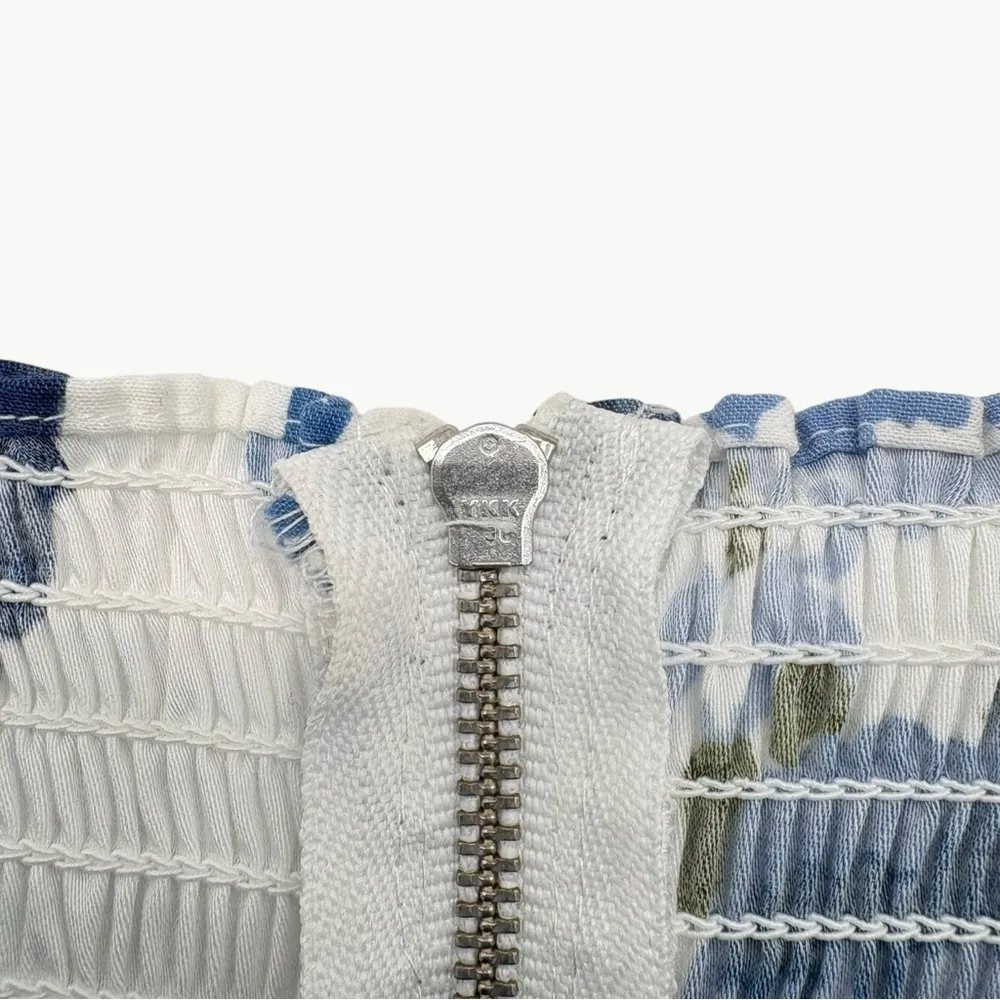 Reformation Orion Floral Organic Cotton Camisole Top | Sz 6 | White & Blue - Image 10