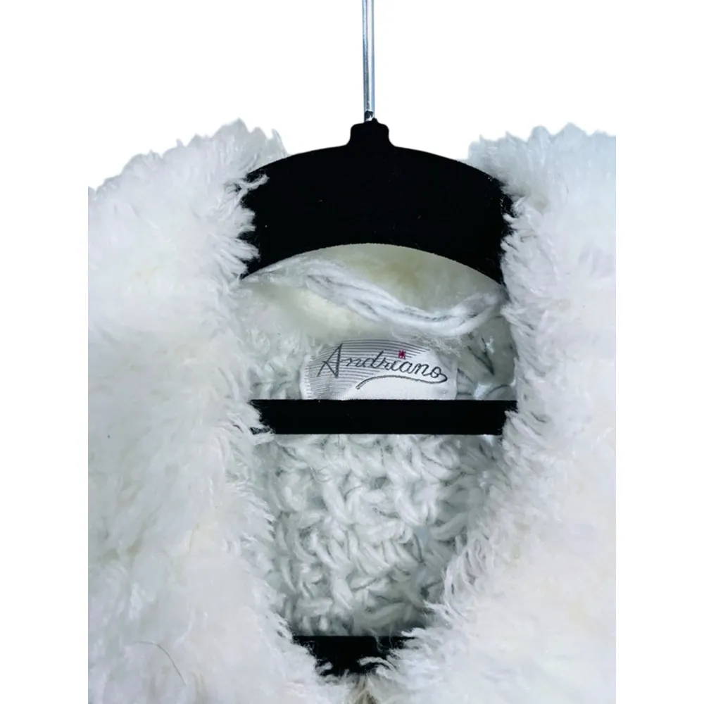 Vintage Andriano 1970's Chunky Knit Cardigan Oversized Bohemian Hippie Sweater Blue Size M - Image 2