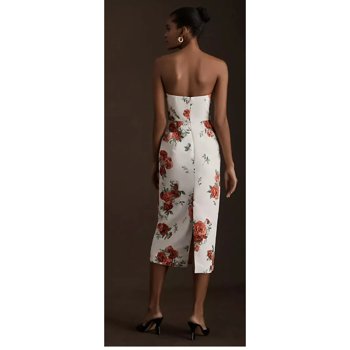 Sachin & Babi Nora Rose Strapless Notch-Neck Taffeta Midi Dress Womens 12 NEW - Image 3