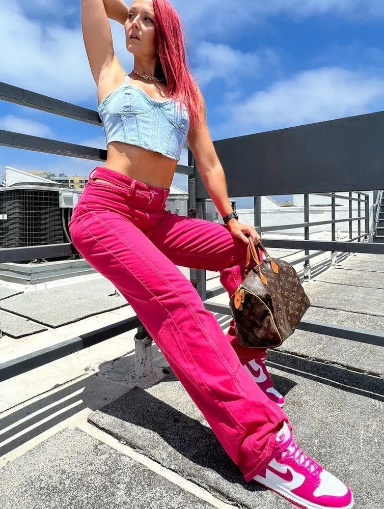 Zara Hot Pink Barbiecore Wide leg Cutout Jeans - Image 14