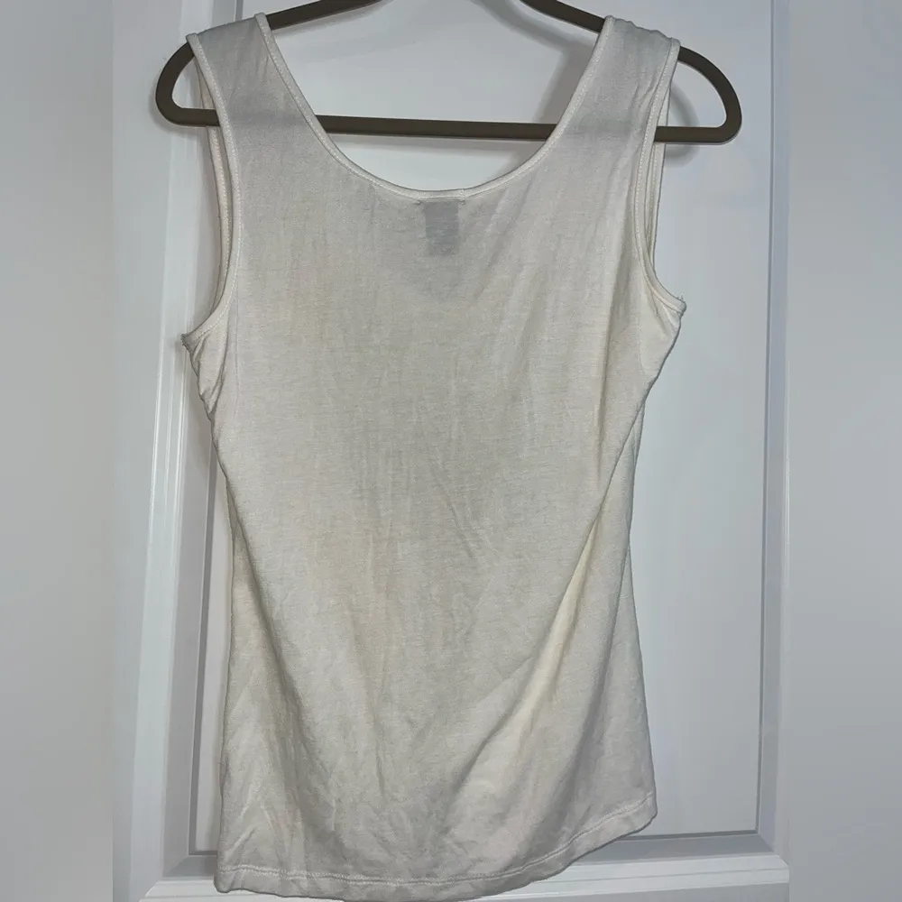 Aziz VTG Y2K Sleeveless Colorful Beaded Fabric Rosettes Beige Spandex Tank Top L Pink Size L - Image 8