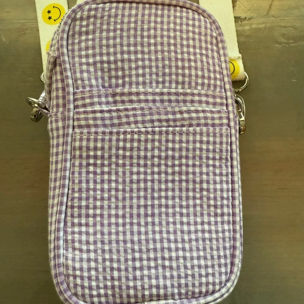 Skinny Dip Purple Gingham Danni Mini Phone Crossbody Bag - Image 4