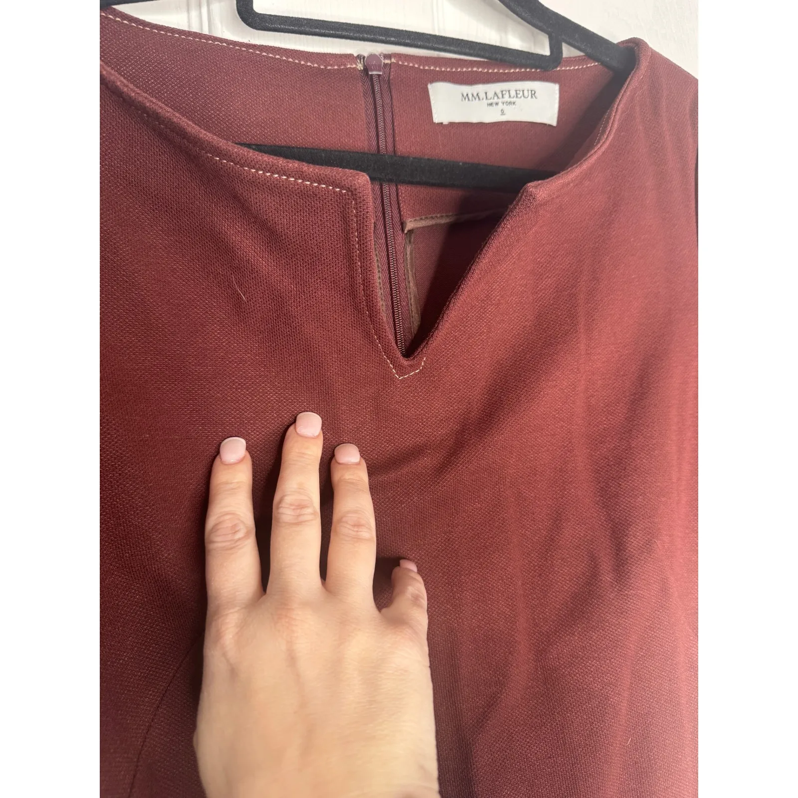 M.M. LAFLEUR The Narie Textured Ponte Dress Chocolate Brown Size 0 - Image 6