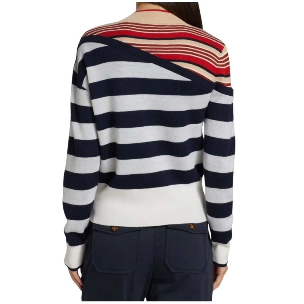 Veronica Beard Sheradin Striped Merino Wool Blend Knit Sweater Size L EUC - Image 3