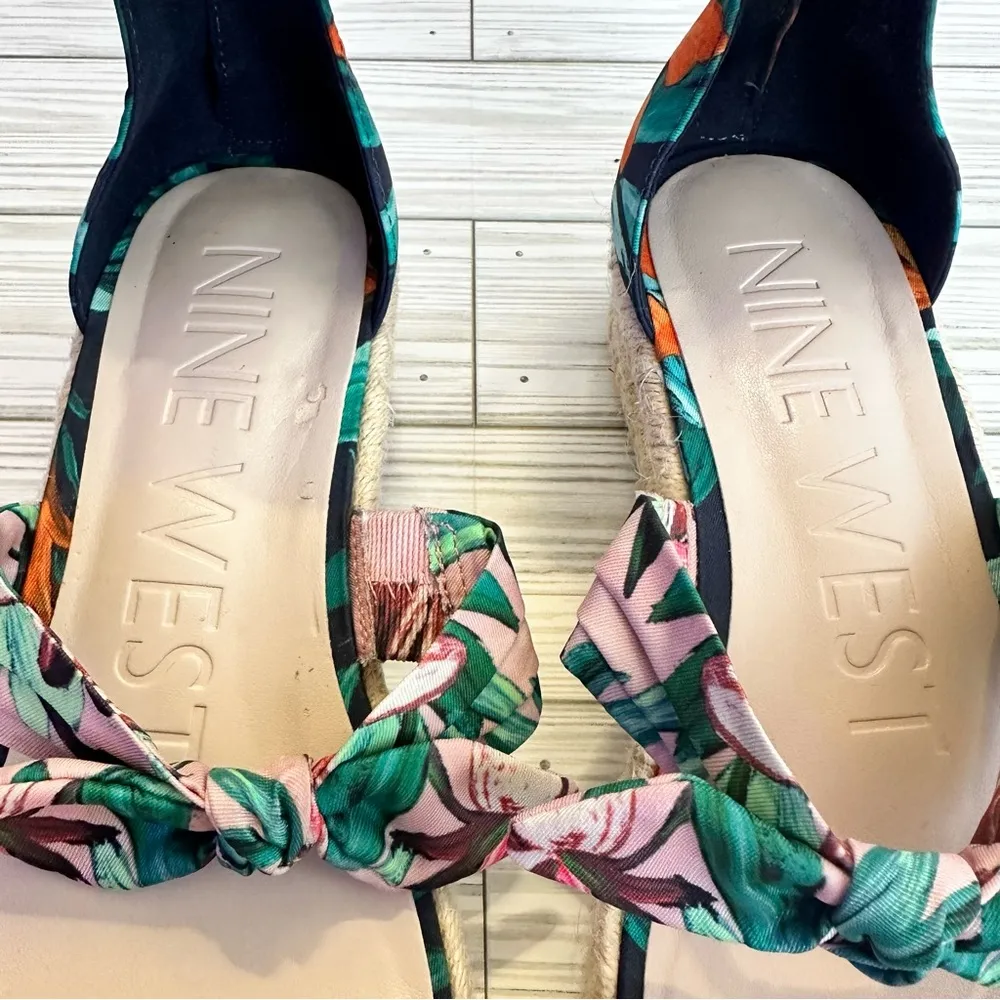 Nine West Espadrille Wedge Allegro Tropical Floral Sandals Size 8 - Image 9