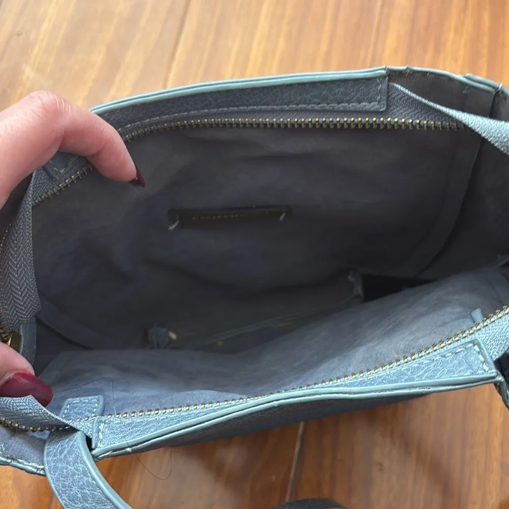 Anthropologie Faux Leather Gray Blue Small Shoulder Crossbody Bag - Image 5
