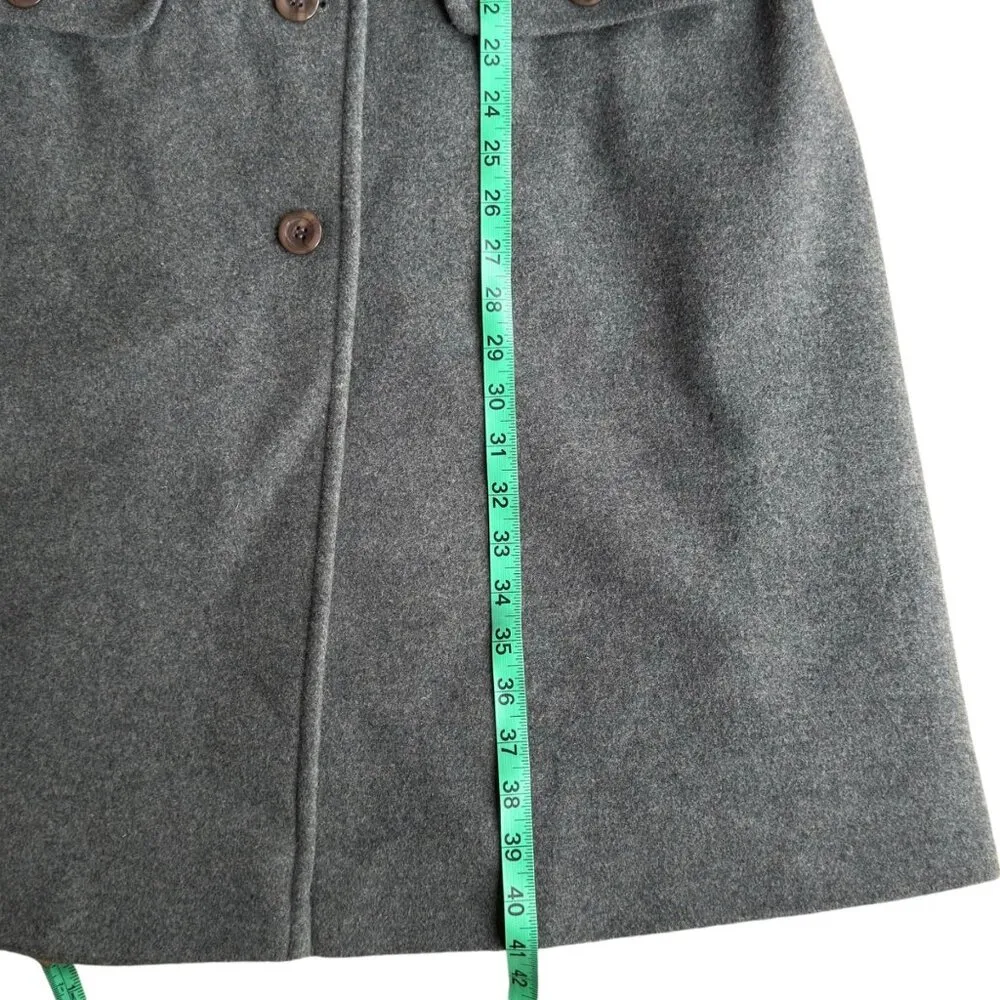 Mackintosh Long Wool Coat Dressy Warm Gray Large Women's Trench Winter Designer - Image 8