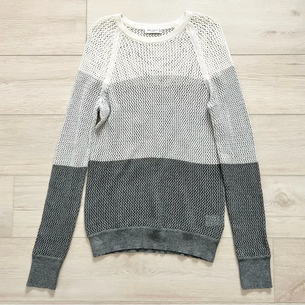 Equipment Femme Sloane Colorblock Mesh Cashmere Blend Sweater Size Small - Image 2