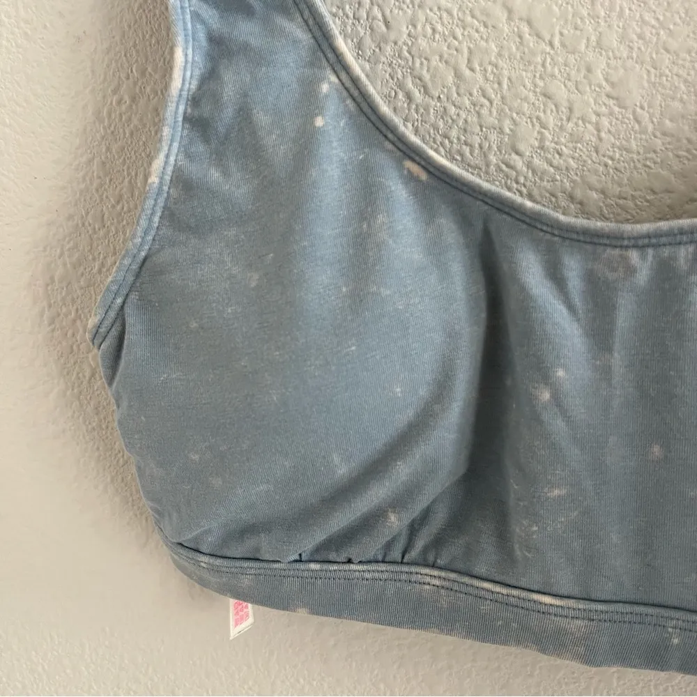 Victoria's Secret PINK Blue Acid Wash Soft Pull On Bralette Lounge Casual Large - Image 3