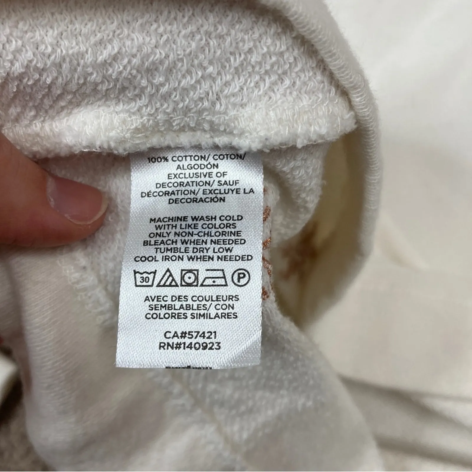 Ann Taylor LOFT | Cream Snowflake French Terry Cotton Sweater Embroidered XS - Image 4