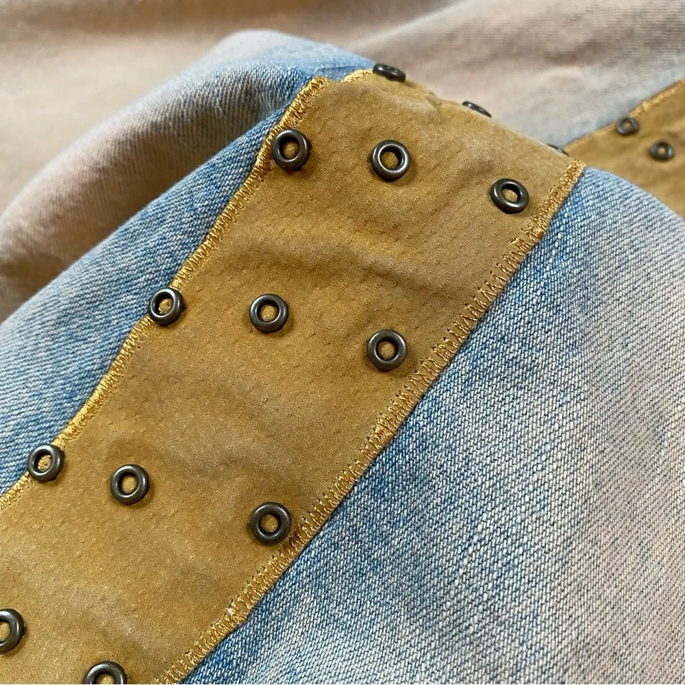 Vintage 90s/Y2K RARE Road Cat Suede And Felt Patchwork Maxi Denim Skirt Size M Size M - Image 10