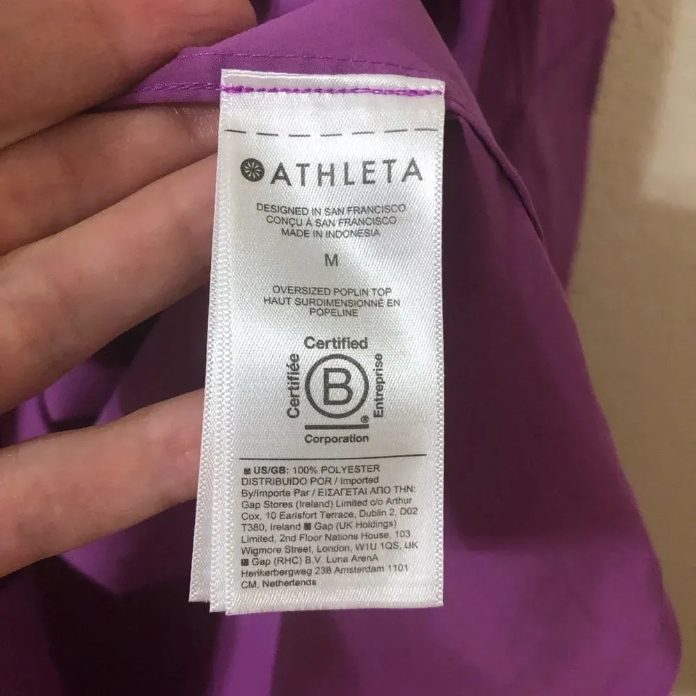Athleta Womens Bright Purple Oversized Poplin Tunic Blouse - Size Medium - Image 5