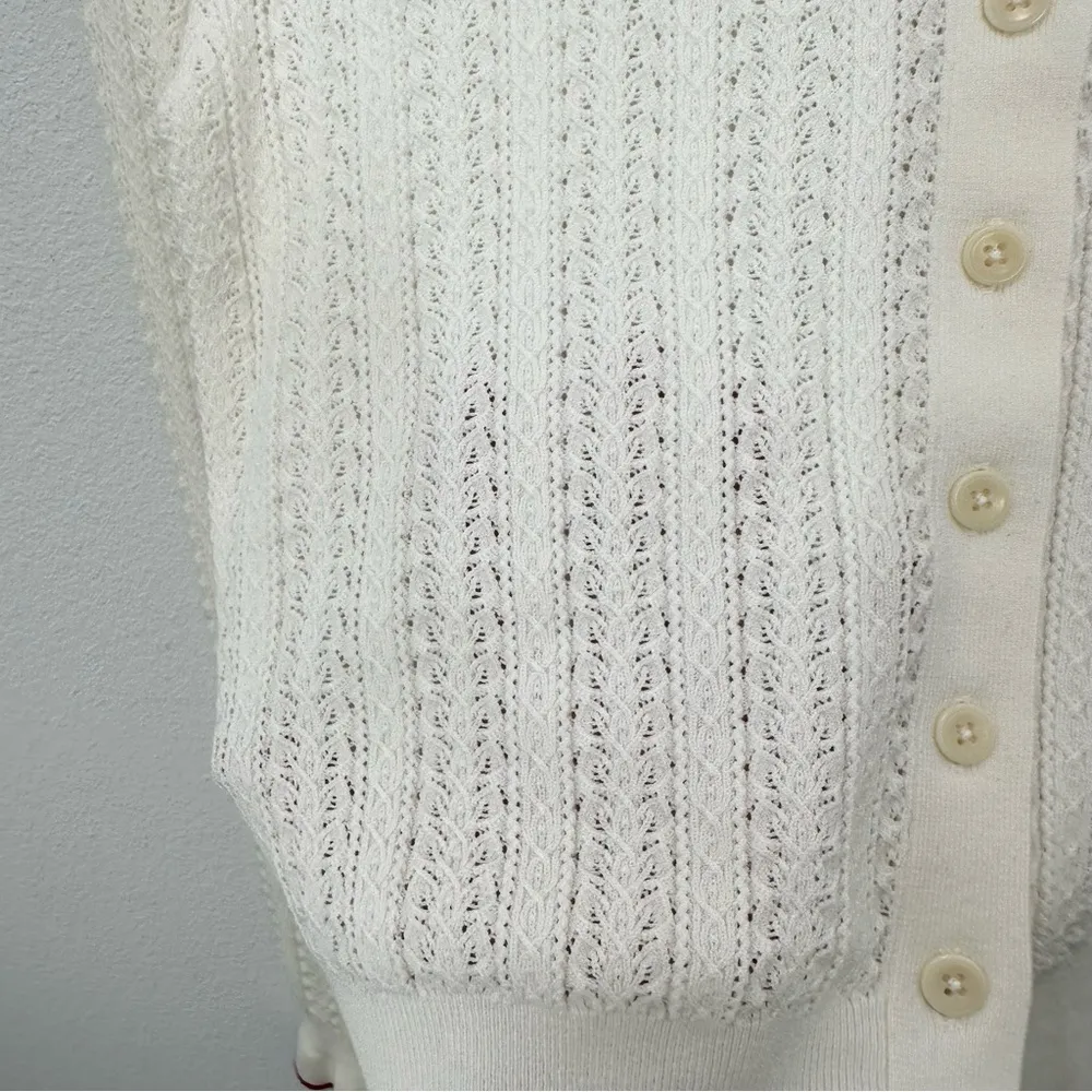 Madewell Cream Signature‎ Open-Knit Cardigan Ruffle Hem NWT Casual Lightweight - Image 5