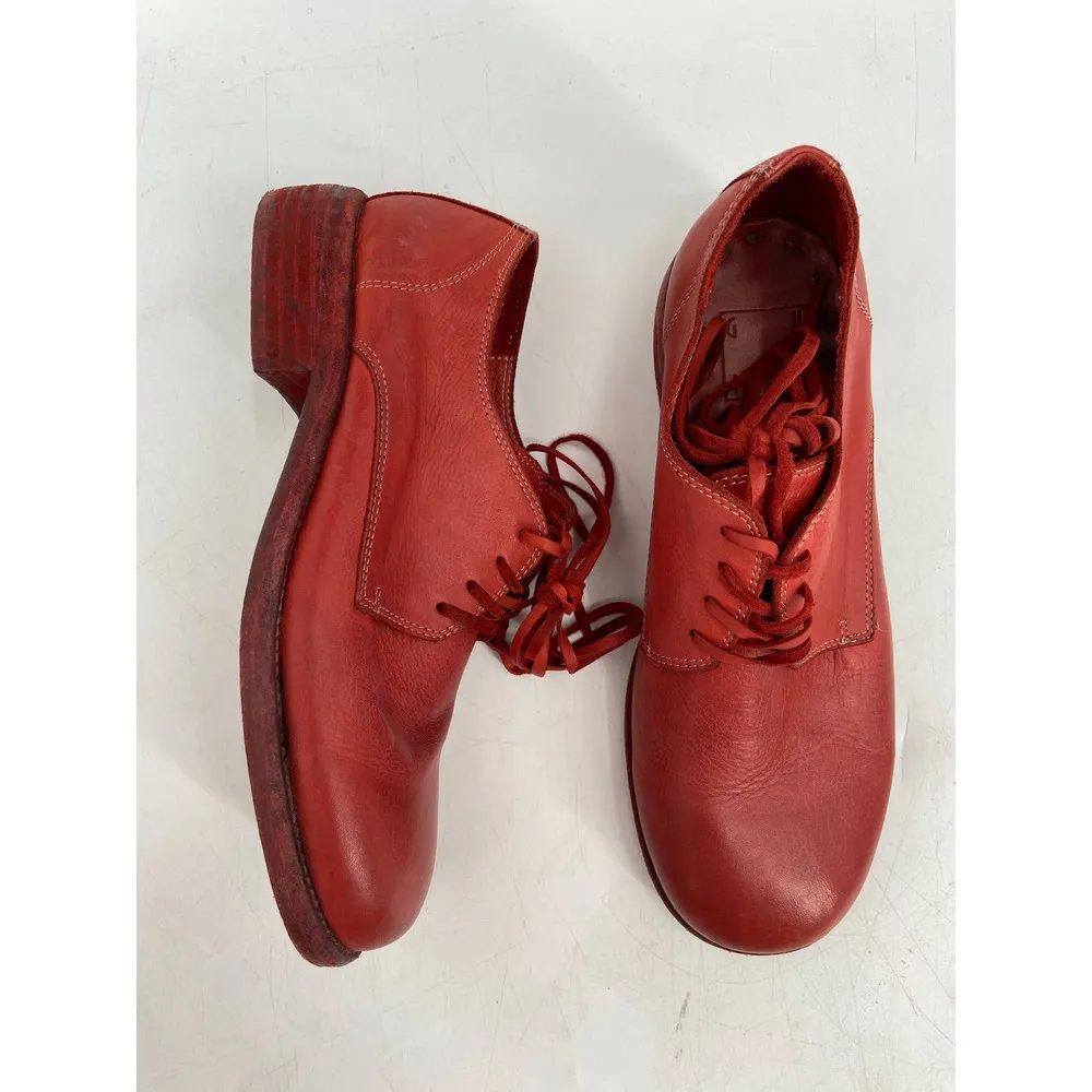 Guidi 792Z Red Leather Lace Up Round Toe Derby Shoes Size 35 - Image 9