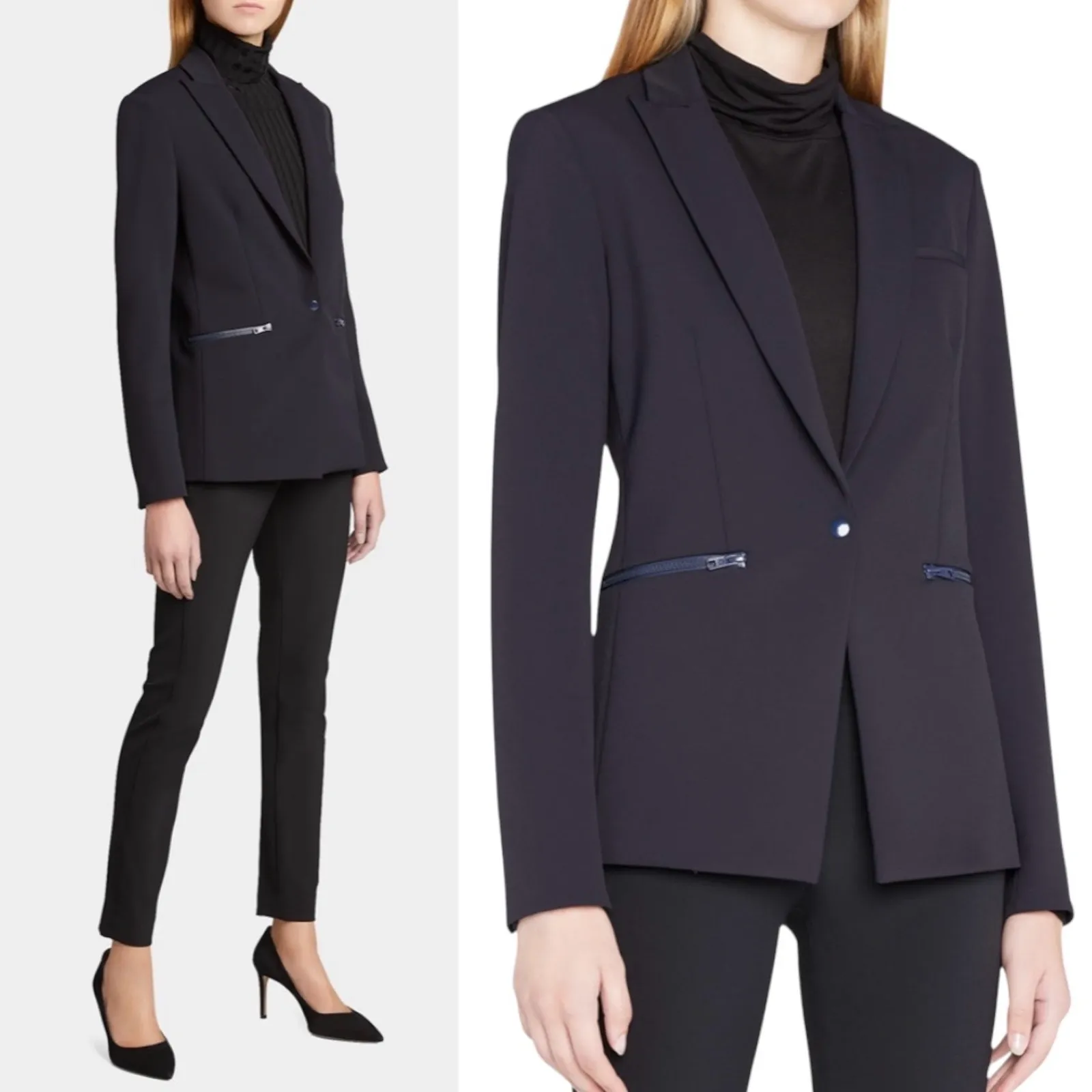 Veronica Beard Navy Blue Scuba Dickey Jacket Blazer Size 2 - Image 12
