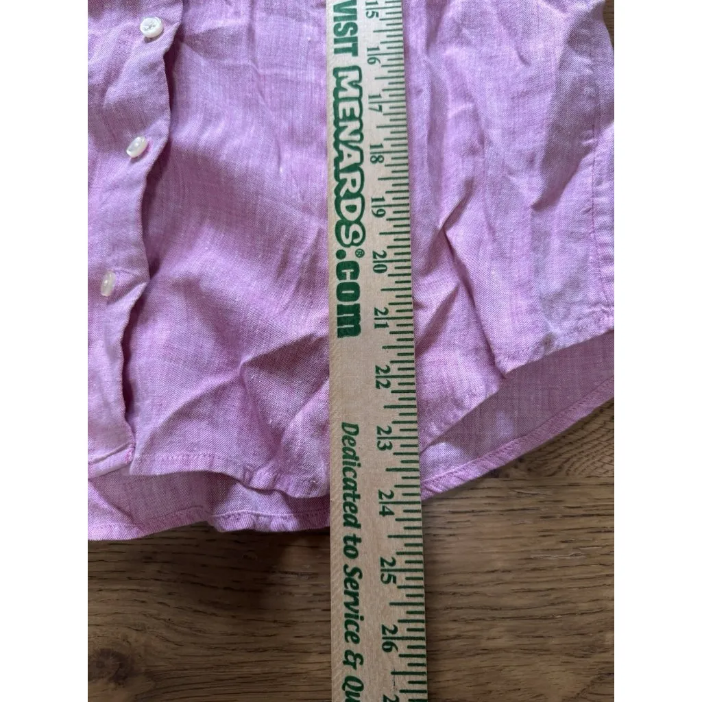 Lands‎ End Pink 100% Linen Short Sleeve Button Down Shirt Blouse Women Size 10 R - Image 4
