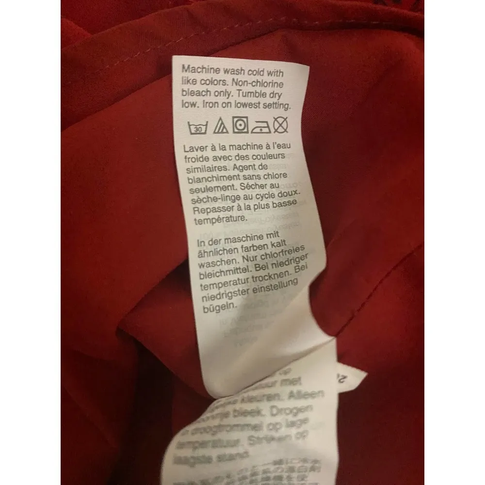 MADEWELL Hazelwood Faux Wrap Dress 2 Red Floral Mini Long Sleeve V-Neck Boho - Image 8