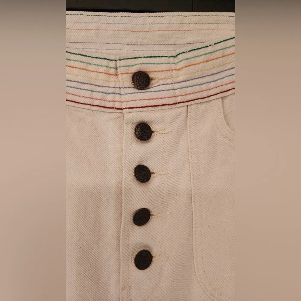 REDONE Blanca Miró Stove Pipe Embroidered High Rise Straight Jeans Cream Size 27 - Image 8