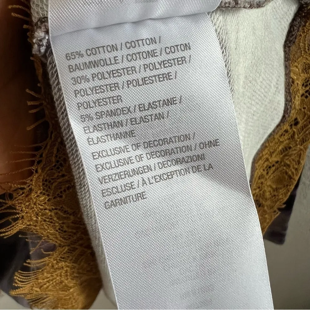 LOGO Lounge by Lori Goldstein Printed French Terry Swing Top w/ Lace at Hem US M - Image 9