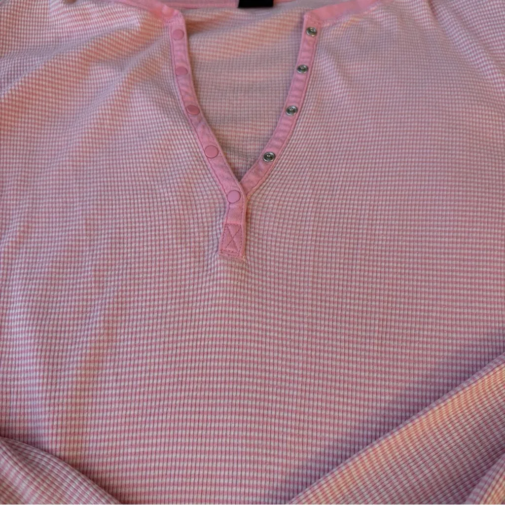 GAP Pink Ribbed Henley Shirt - Image 2