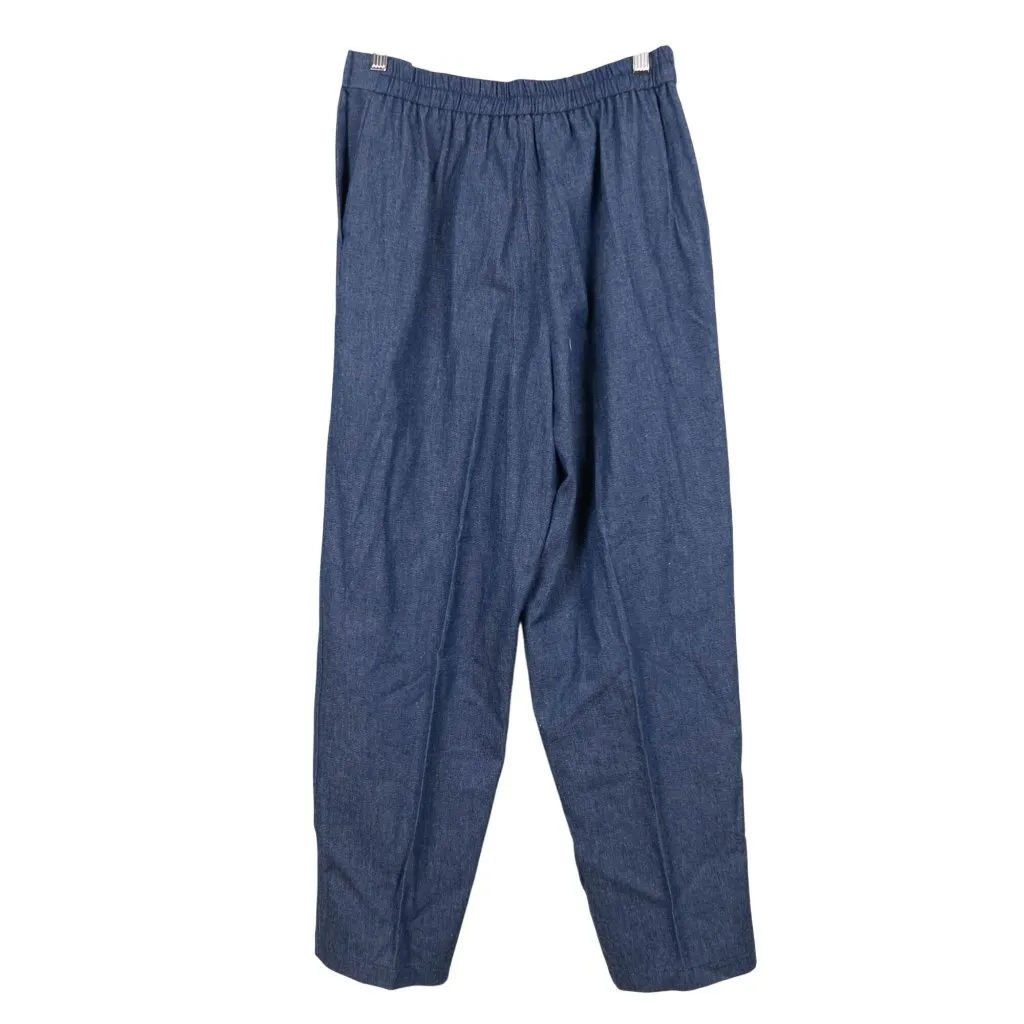 VTG Pleated Denim Pants 12 Womens Blue High Waisted Jeans Elastic Cotton USA - Image 4