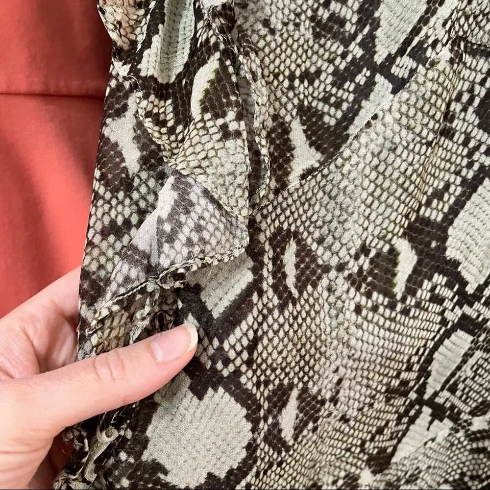 Pam & Gela Beige & Black Snake Print Ruffled Mini Dress 10 - Image 8