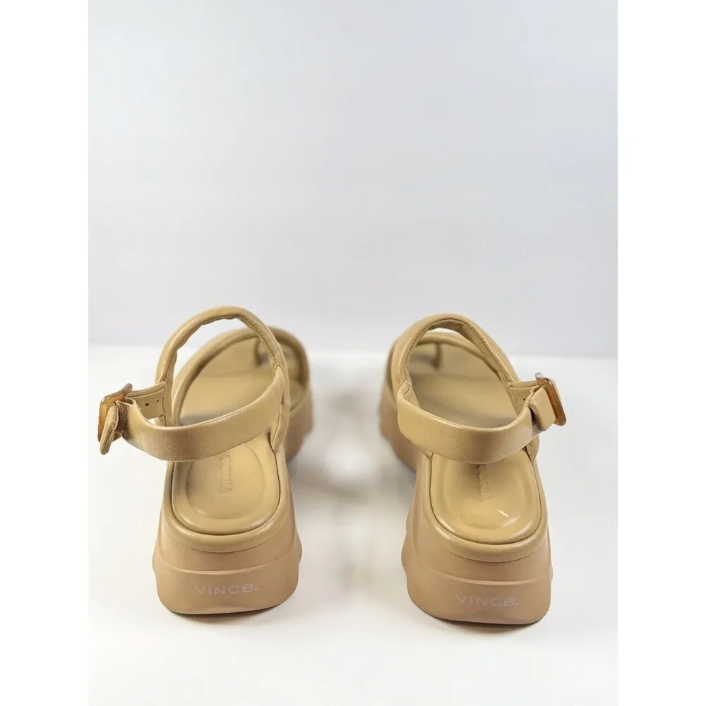 Vince Sandals Beige Santa Cruz Leather Slingback Strappy Platform Chunky US 9.5M - Image 6