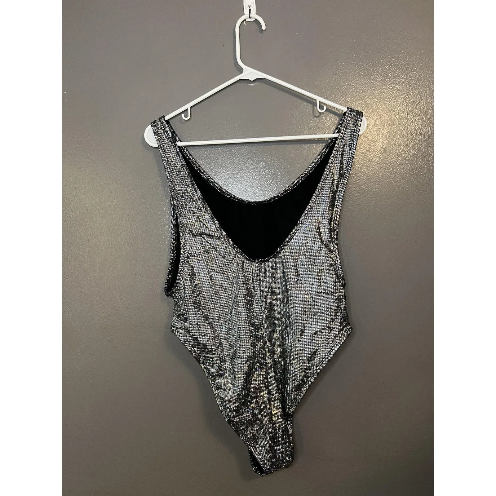 Dippin Daisy's Swimsuit Womens X Large Silver Holographic One Piece High Cut Size XL - Image 3