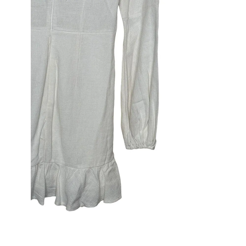 Selfie Leslie Women's Dress Mini Flaunce Hem V-Neck Belted Waist White Small NWT - Image 8