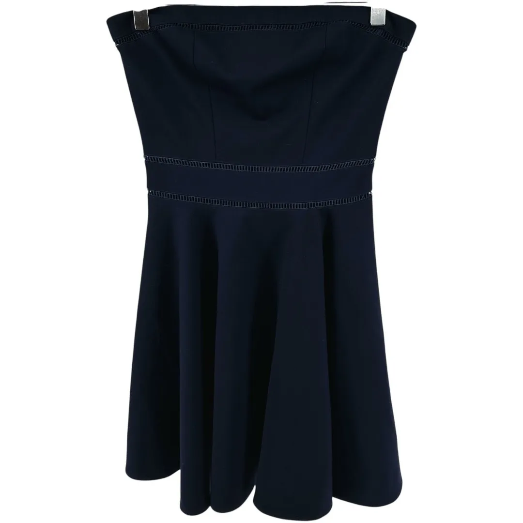 Ba&sh Noah Dress Strapless Mini Fit & Flare Tube Bandeau Pleated Marine Navy 0 - Image 2