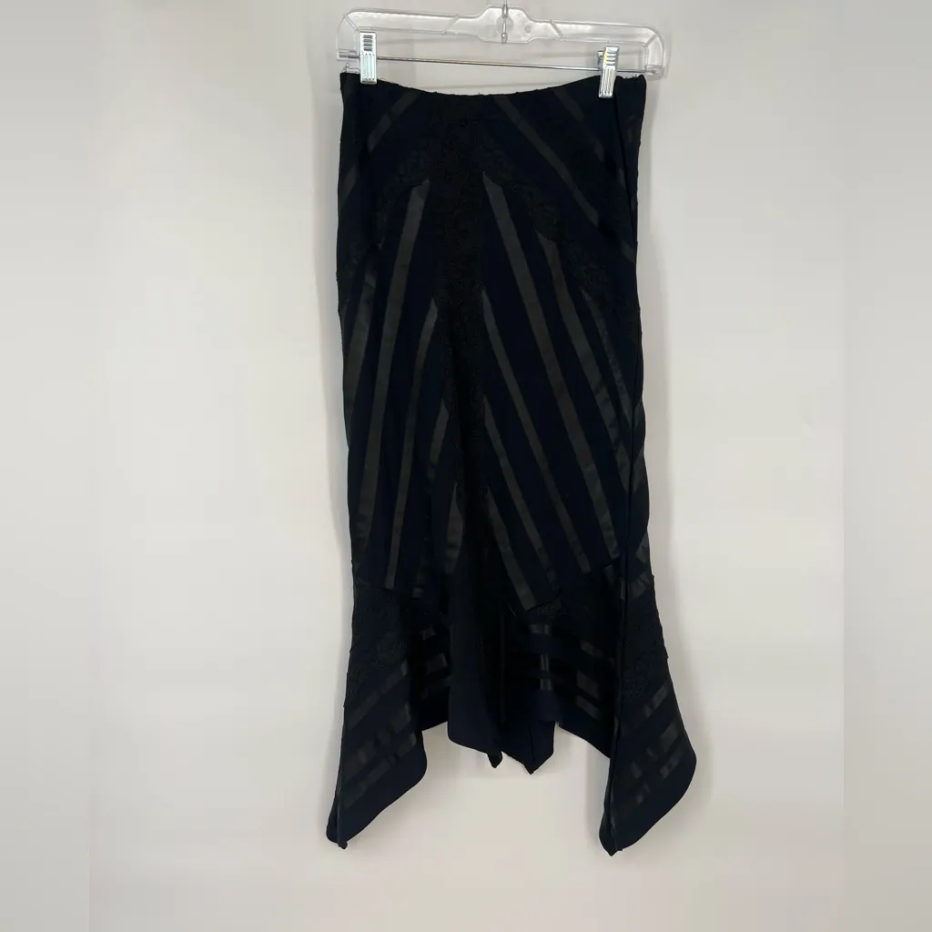 Y2K Lace BlackSkirt Vintage Satin Skirt stripped Disco Black Goth Fairy Mermaid - Image 3