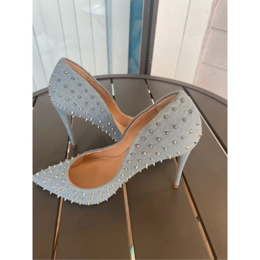 NWOB Steve Madden Daisie Denim Spike Studded Pump Heels 10 M - Image 13