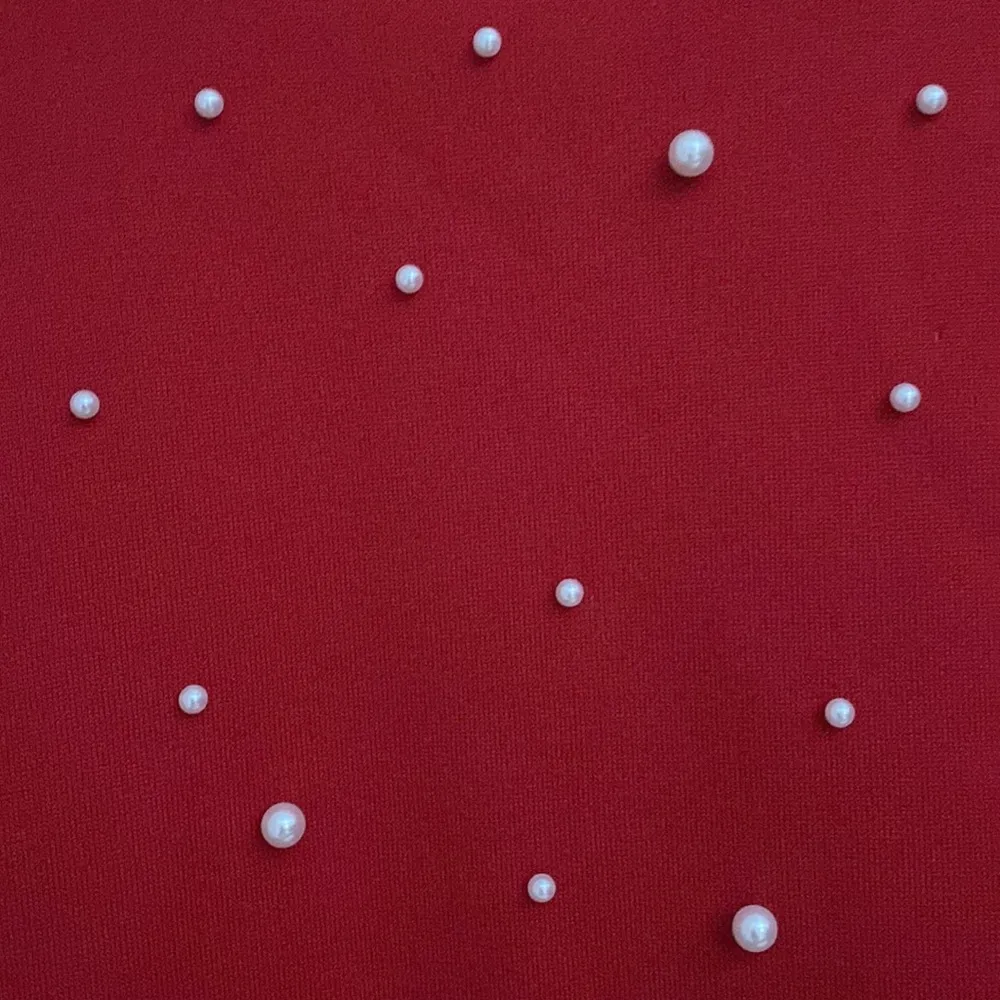 SHEIN womens red Lune Drop shoulders pearls beaded pullover sweatshirt size L - Image 4