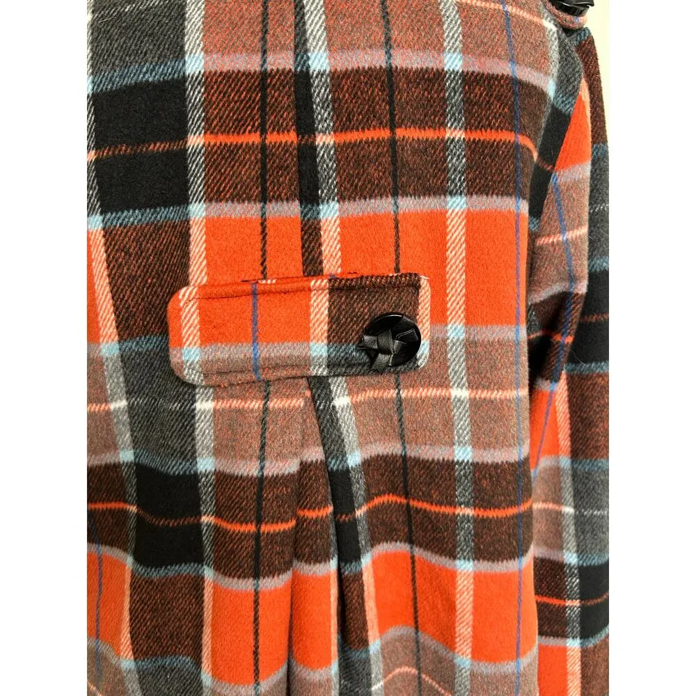 Anthropologie Nick & Mo Wool Orange Plaid Coat Jacket Retro Insp 70s Twee Cute M Size M - Image 12
