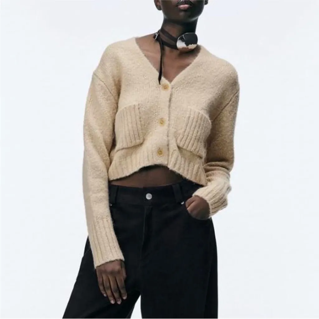 Zara Cream Women's Knit Cardigan - Image 2