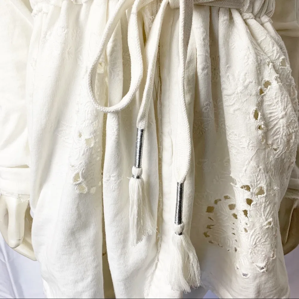 Free People Oh Pretty Daze Hooded Terry Cardigan Shacket size S White - Image 5