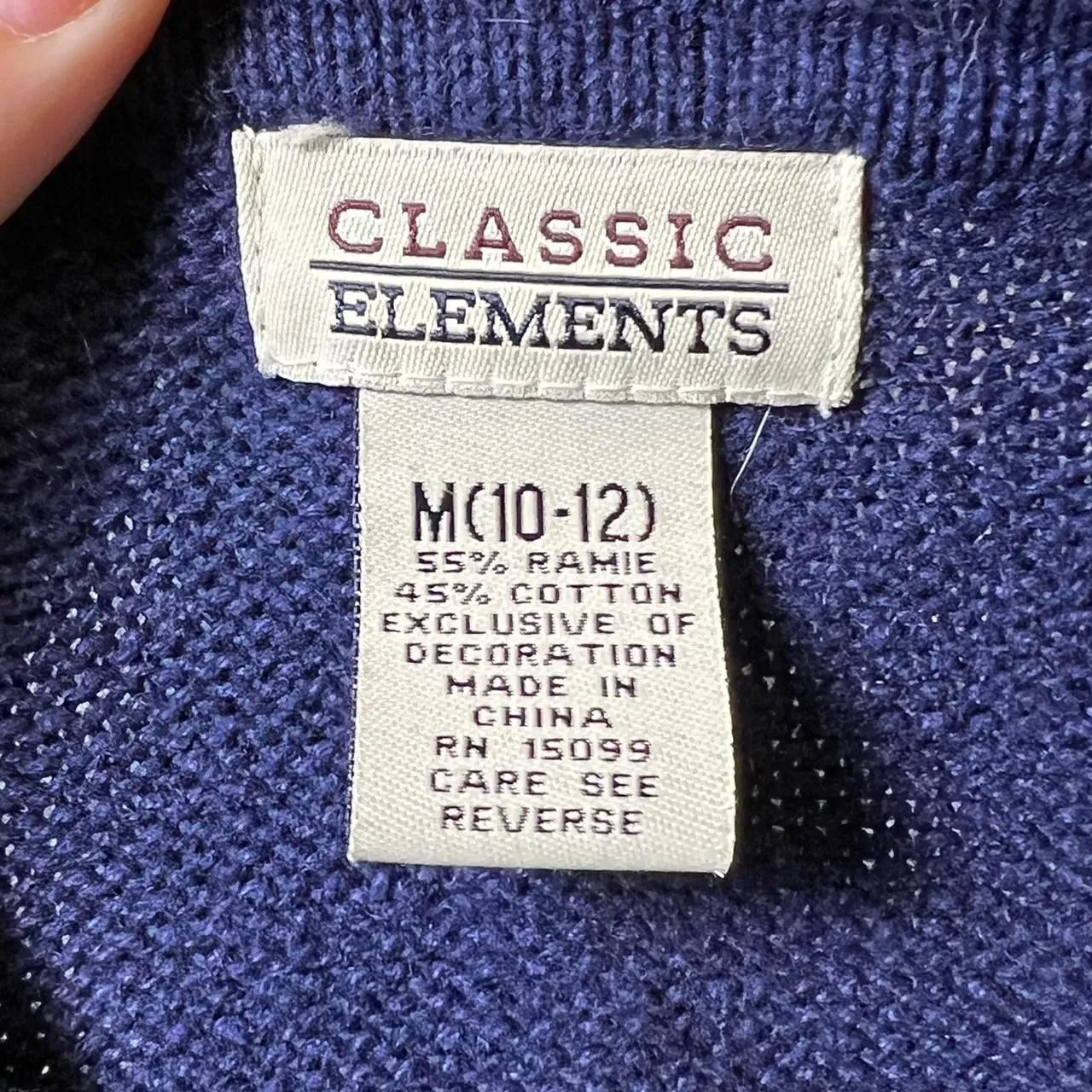 Charming vintage Classic Elements navy blue embroidered cardigan floral Medium - Image 7