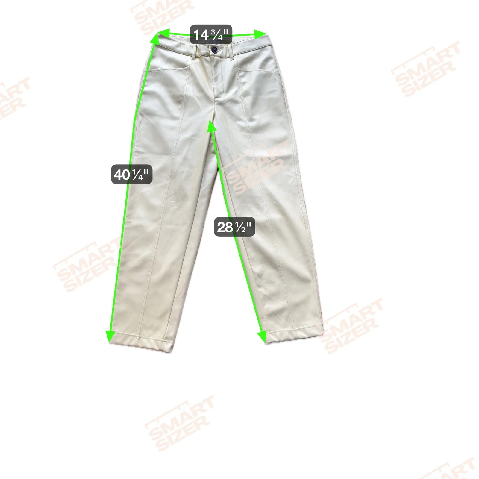 A New Day Cream Faux Leather Straight Leg Pants Women Size 8 - Image 7