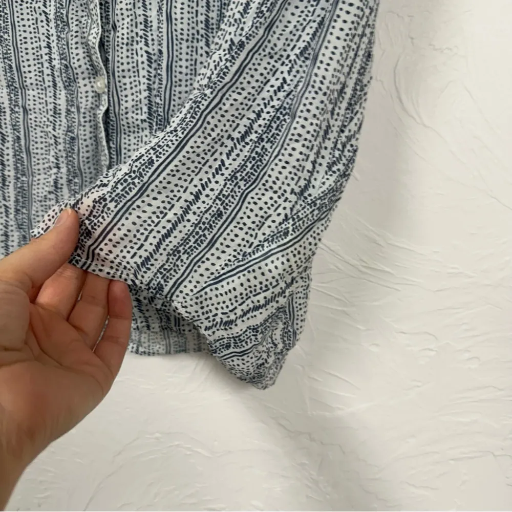 Cloth & Stone Blue Rayon Short Sleeve Boxy Fit Blouse Womens L Beachy Casual Top - Image 5