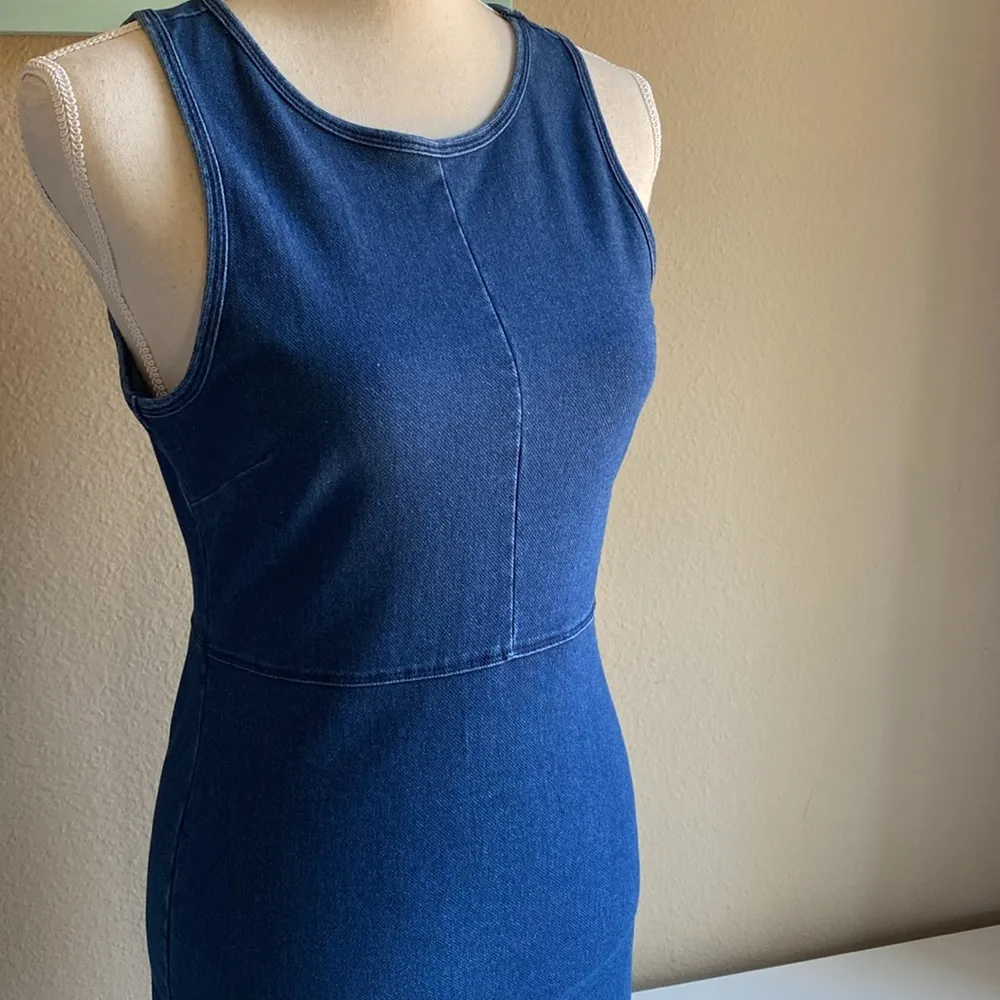 Dark blue denim stretchy dress medium - Image 3