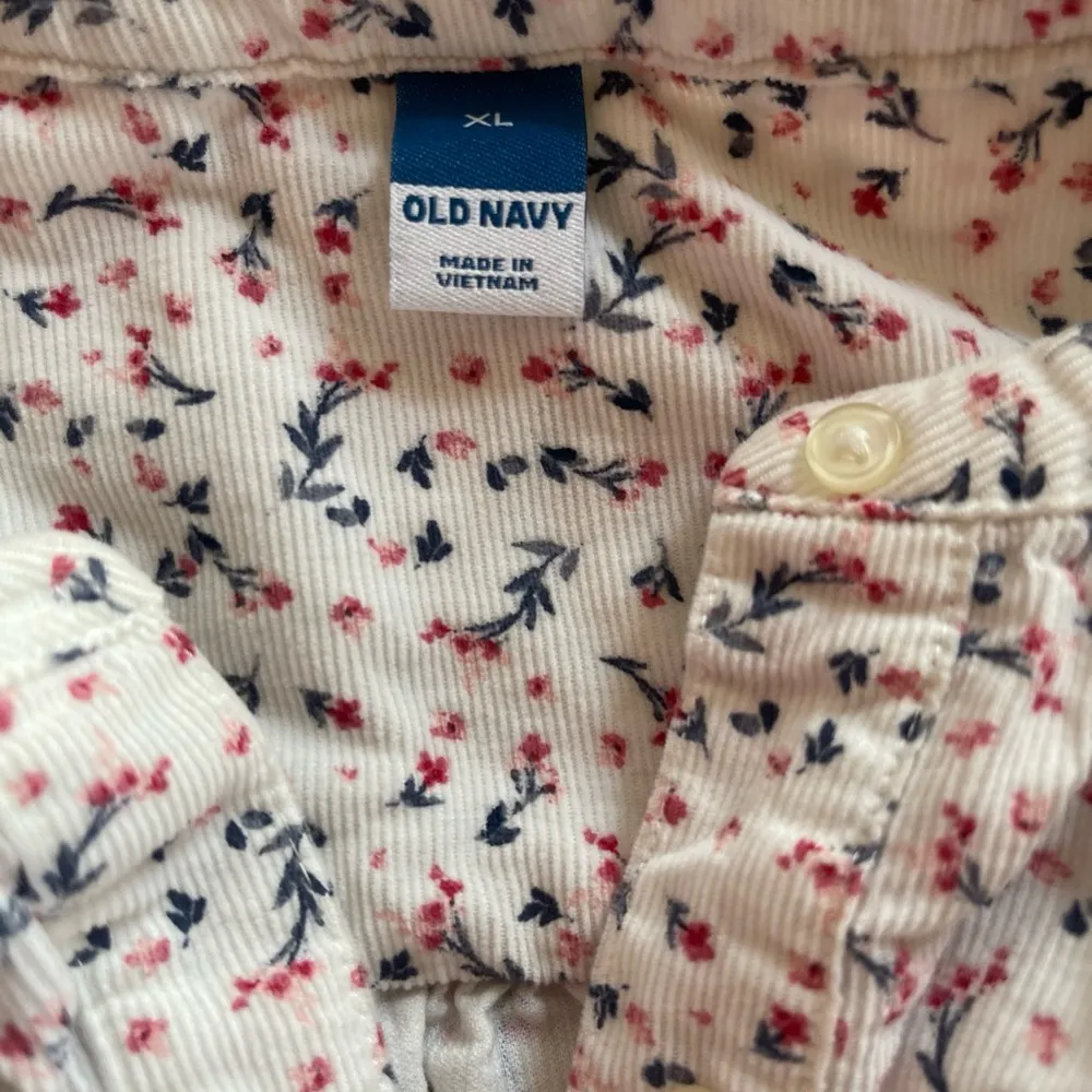 Ditsy Floral Oversized Corduroy Tie Sleeve Top Womens size XL  Cotton - Image 9