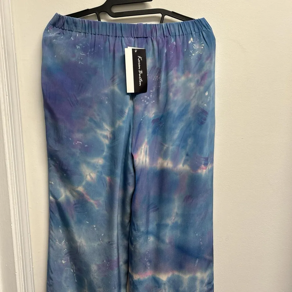 100% Lined Silk Wearable Art Blue and Purple Tie - Image 2