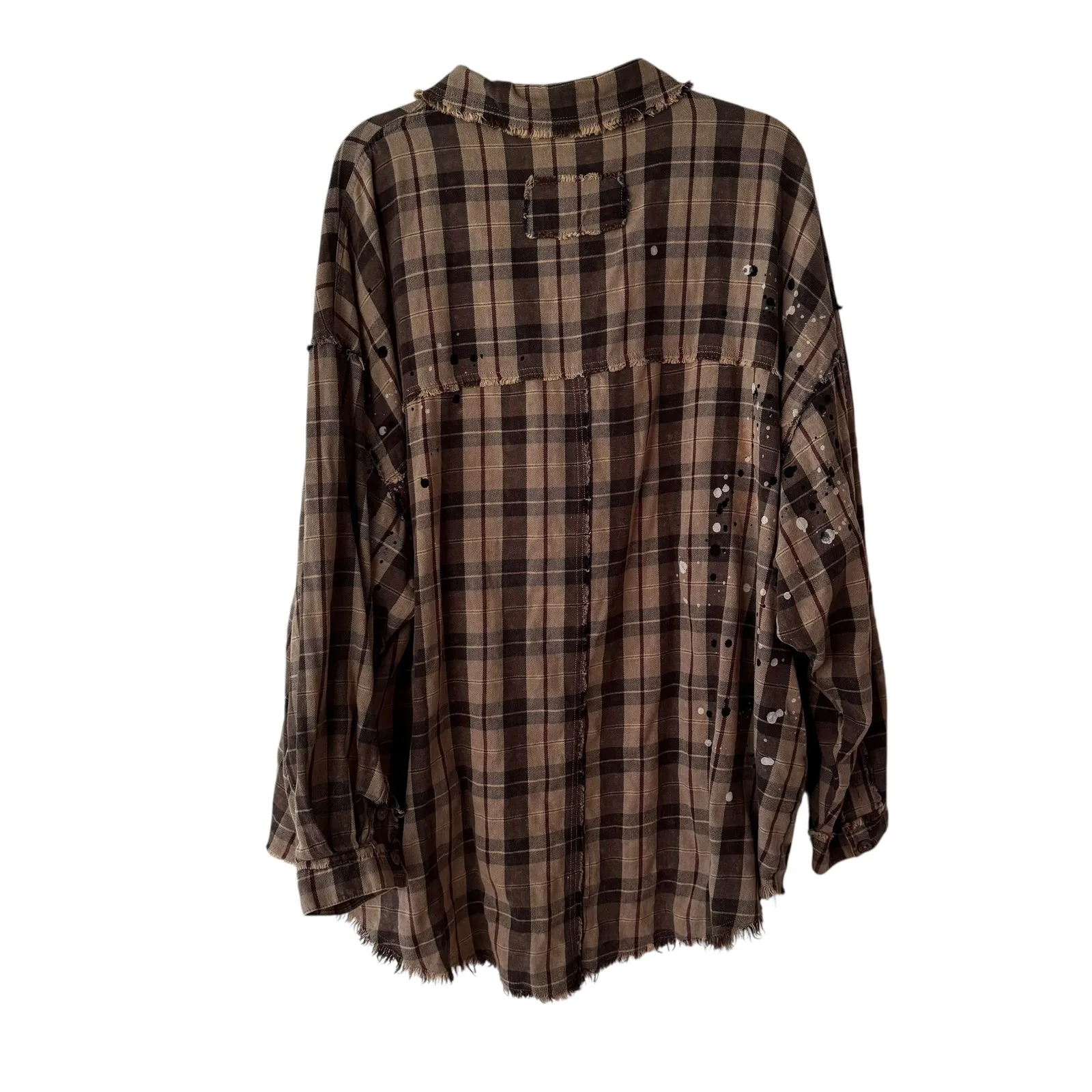 Oli & Hali Women's Plaid Distressed Button Up Shirt & Wide Leg Pants Set S Brown - Image 8