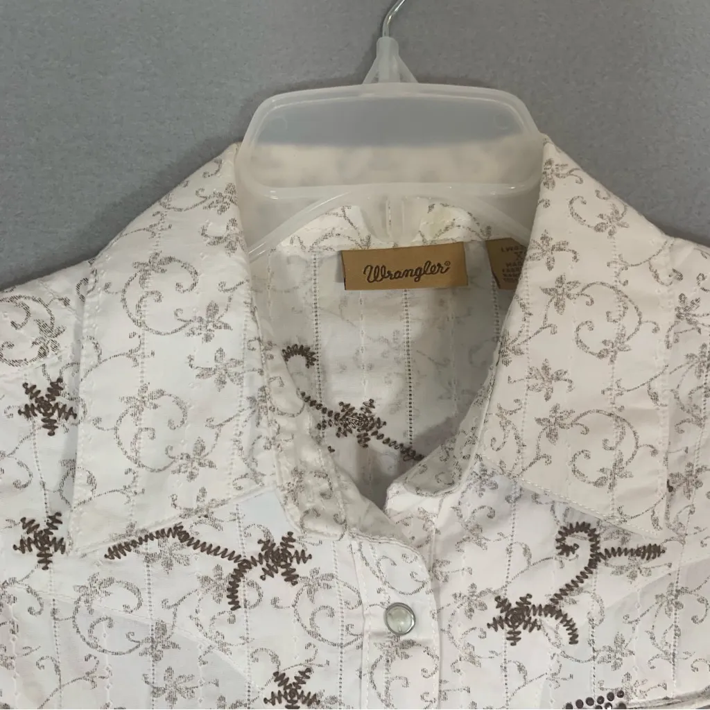 Wrangler Womens XS Pearl Snap Long Sleeve Embellished Western Shirt Embroidered - Image 5
