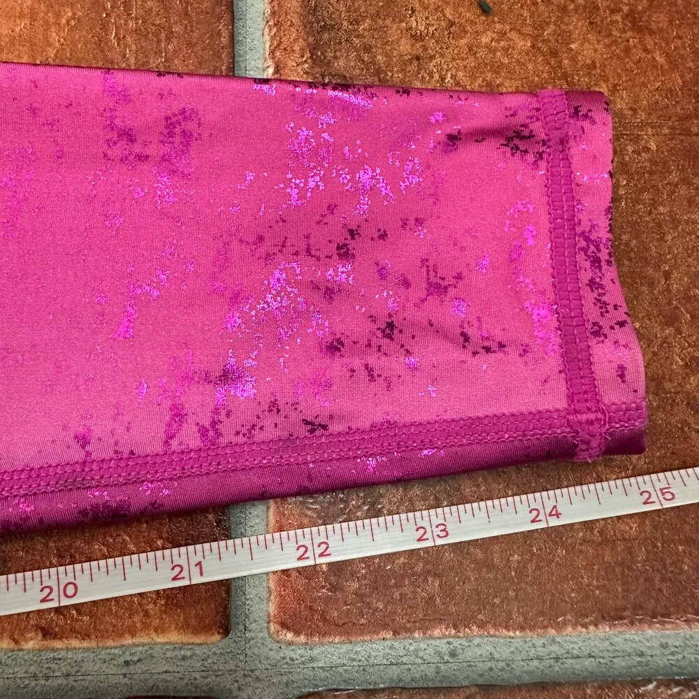 NWT Terez Metallic Pink High Waisted Stretchy Yoga Lounge Leggings Size XS - Image 6